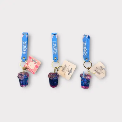 Breloc cu pahar și figurina Stitch – Accesoriu cu lichid strălucitor pentru copii, ghiozdan și chei,En-gros