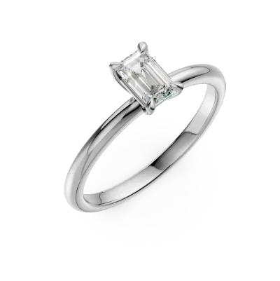 Inel de logodna din aur alb cu un diamant emerald solitaire de 0.4ct