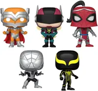Set figurine Funko POP! Marvel: Spider-Man - Prodigy, The Hornet, Prince of Arachne, Spider-Armor MK I, Spider-Armor MK II (Amazon Exclusive)
