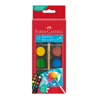 Acuarele pastila, 12culori/set (24mm) + pensula, 2023 Faber-Castell