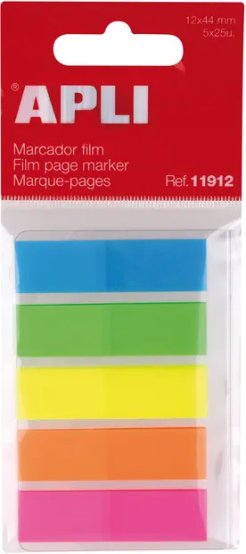 Indicii transparenți Apli - 5 culori neon, 12 x 45 mm