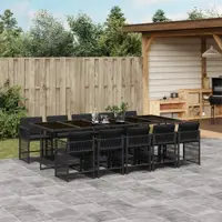 Gossi set mobilier de exterior cu perne, 11 piese, negru, poliratan