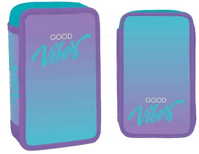 Penar cu rechizite S. Cool - Good Vibes, 2 fermoare, 29 piese