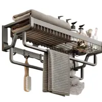 Suport dublu pentru prosoape – pliabil, cu 2 niveluri, din aluminiu și oțel carbon