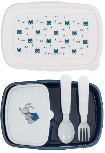 Set Bloomingville - Cutii si tacamuri, 4 piese, albastre