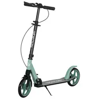 HOMCOM Scuter pliabil pentru adulți +14 ani cu ghidon reglabil, roți mari de 20 cm, amortizor și frână dublă din aluminiu - verde | Aosom Romania