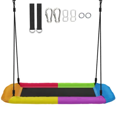 AIYAPLAY Leagăn-nid reglabil pe înălțime, leagăn suspendat până la 300kg cu corzi reglabile pentru 3-8 ani 148x77x180 cm, multicolor | Aosom Romania