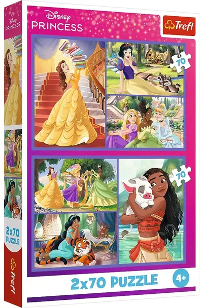 Puzzle pentru copii Trefl din 2 x 70 piese - Zilele de poveste a prințesele Disney