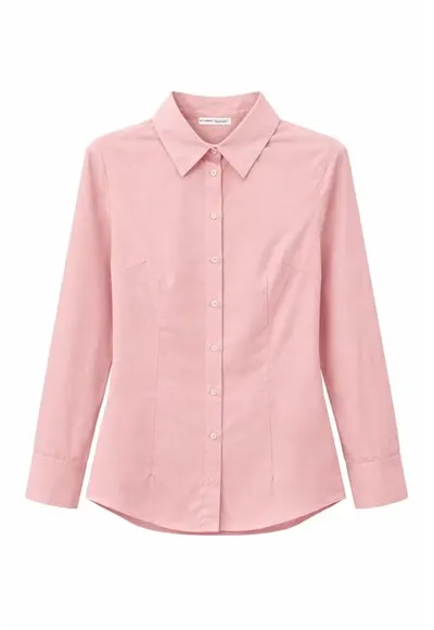 Camasi dama - camasa poplin - roz pudra - bumbac - maneca lunga