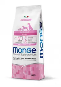 Monge Natural Superpremium Monoprotein Adult All Breeds - Porc si Orez - 12kg