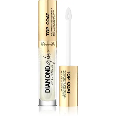 Eveline Cosmetics Diamond Glow Luciu de Buze sclipitor cu acid hialuronic culoare 12 Top Coat 4.5 ml