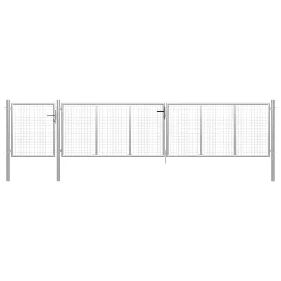vidaXL Poartă de grădină din oțel 500x100 cm, argintie