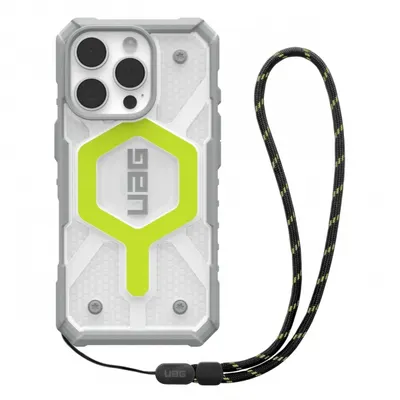 Husa MagSafe pentru Apple iPhone 16 Pro, Urban Armor Gear, Pathfinder Clear with Lanyard, Verde