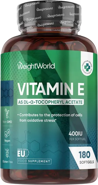 Vitamin E, 400 IU, 180 capsule gelatinoase moi, Weight World