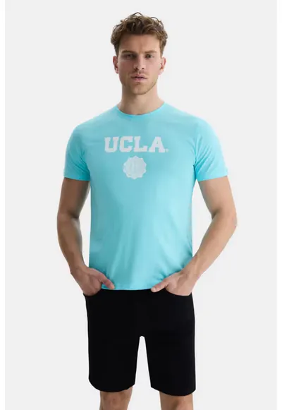 Tricou cu imprimeu contrastant Gayley - Albastru