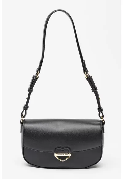 Geanta crossbody din piele ecologica cu clapa - Negru