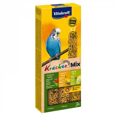 Batoane pentru perusi Vitakraft Trio Mix cu ardei banane kiwi 3 buc