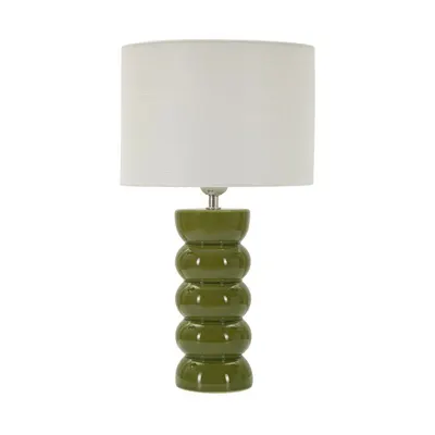 Veioză albă/verde din ceramică cu abajur textil (înălțime 46 cm) Torr – Mauro Ferretti