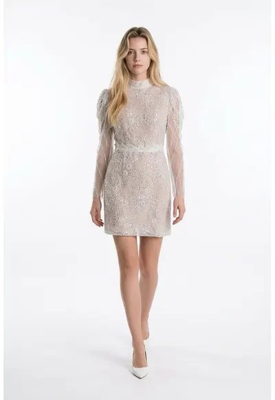 Rochie scurta cu broderie Chantilly Cheryl