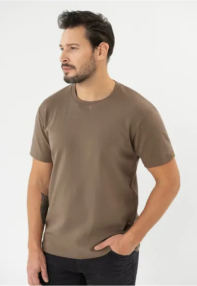Tricou uni din bumbac - Comfort Fit - T-Bas - bej