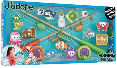 Set din lemn Jadore - Pescuit magnetic, 16 piese