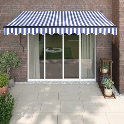 Gossi copertina automata retractabila, albastru si alb, 3,5x2,5 m