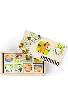 Domino din lemn: Animale de la ferma