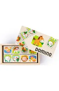 Domino din lemn: Animale de la ferma