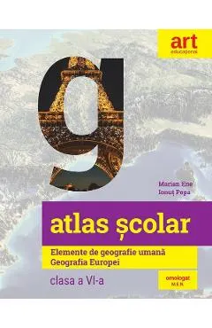 Atlas scolar. Elemente de geografie umana. Geografie Europei - Clasa 6
