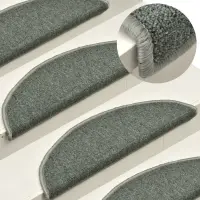 vidaXL Covorașe pentru scări, 15 buc., 56x17x3 cm, verde închis, semirotunde