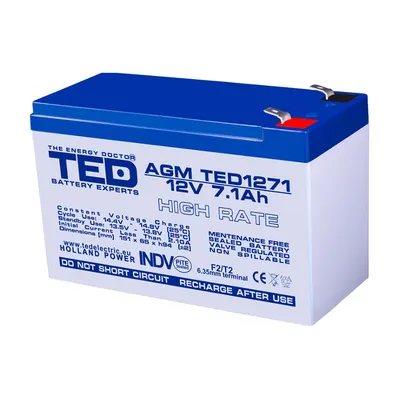Acumulator AGM TED1271HR 12V 7.1Ah HIGH RATE