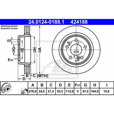 Disc frana ATE 24.0124-0188.1