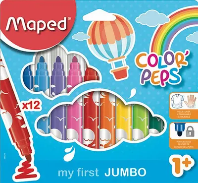 Set carioci jumbo Maped Color Peps - Early Age, 12 culori