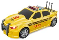 Mașină de jucărie pentru copii Raya Toys - Taxi cu muzică și lumini, 1:16, galbenă