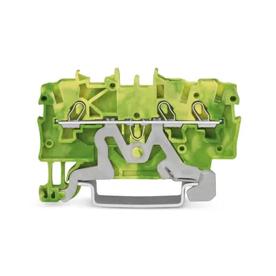 3-conductor ground terminal block; 1 mm²; suitable for Ex e II applications; side and center marking; for DIN-rail 35 x 15 and 35 x 7.5; Push-in CAGE CLAMP®; 1,00 mm²; green-yellow