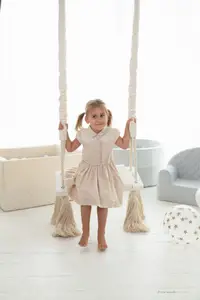 Leagan din lemn si spuma by BabySteps pentru copii WoodSwing catifea Velvet Ecri