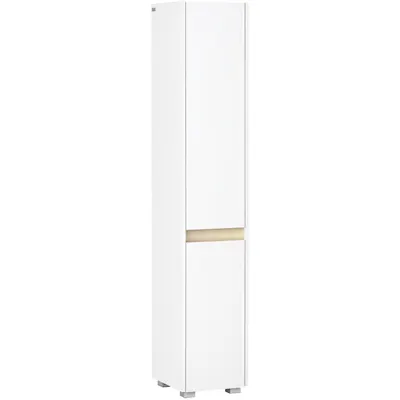kleankin Columna de Baño Armario Alto Auxiliar cu Rafturi Ajustabile pentru Dus Îngrijire Dormitor 30x33x165 cm Alb | Aosom Romania