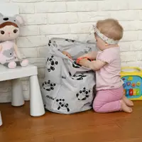 Cos pliabil textil Akuku Panda pentru jucariihaine cu manere practice,interior impermeabil,dimensiune 37x43 cm,supraimprimare cu desene