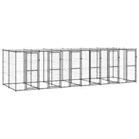 vidaXL Padoc pentru câini de exterior cu acoperiș, 14,52 m², oțel