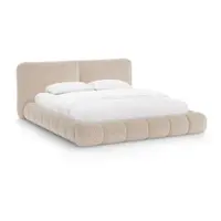 Pat matrimonial grej tapițat cu spațiu de depozitare cu somieră 180x200 cm Solange – Micadoni