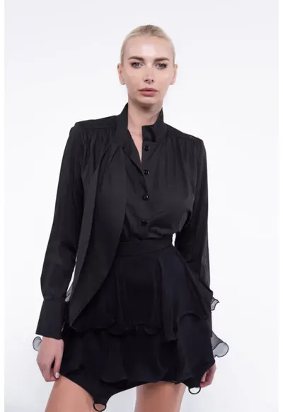 Camasa cu esarfa oversized black