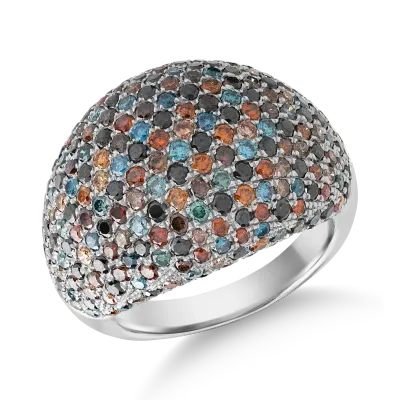 Inel din aur alb cu diamante multicolore de 4.08ct