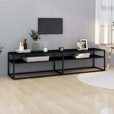 vidaXL Comodă TV, negru, 180x40x40,5 cm, sticlă securizată