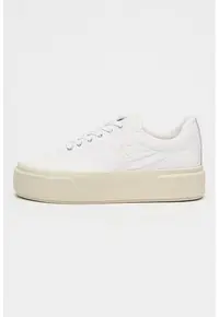 Pantofi sport flatform cu detaliu cu monograma brodata - Alb optic