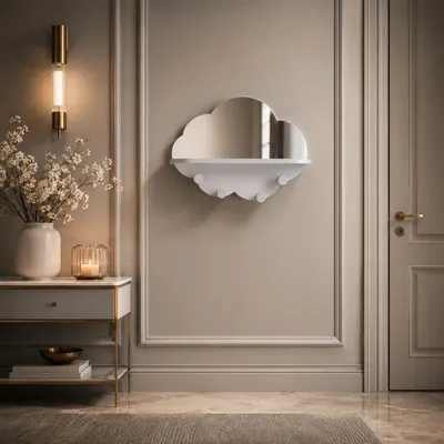 Cuier cu oglindă MDF alb 39x28cm