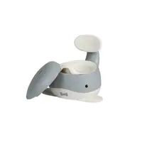 Olita pentru copii, BabyTrold, Ergonomica, Cu spatar, Compartiment igienic detasabil, Sustine 80 kg, 28.5×34×17 cm, Model balena, Gri