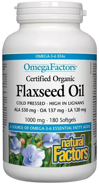 Flaxseed Oil, 1000 mg, 180 capsule, Natural Factors