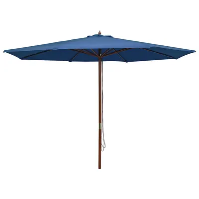 vidaXL Umbrelă de soare de exterior, stâlp din lemn, albastru, 350 cm