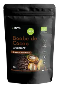 Boabe de cacao intregi ecologice, 250g, Niavis