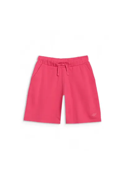 Pantaloni scurti pentru fete roz - oversize - din bumbac si poliester - fara captuseala